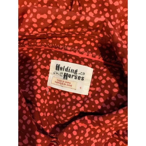 Holding Horses Anthropologie Red Splatter Polka Dot Button-Up Shirt, Size 4 - Picture 5 of 5